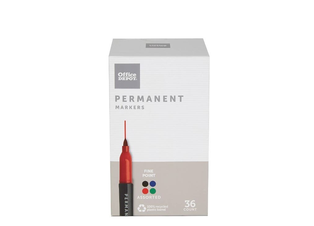 Office Depot Permanent Markers Fine Point 100% Recycled Plastic Barrel Assorted - Photo 1
