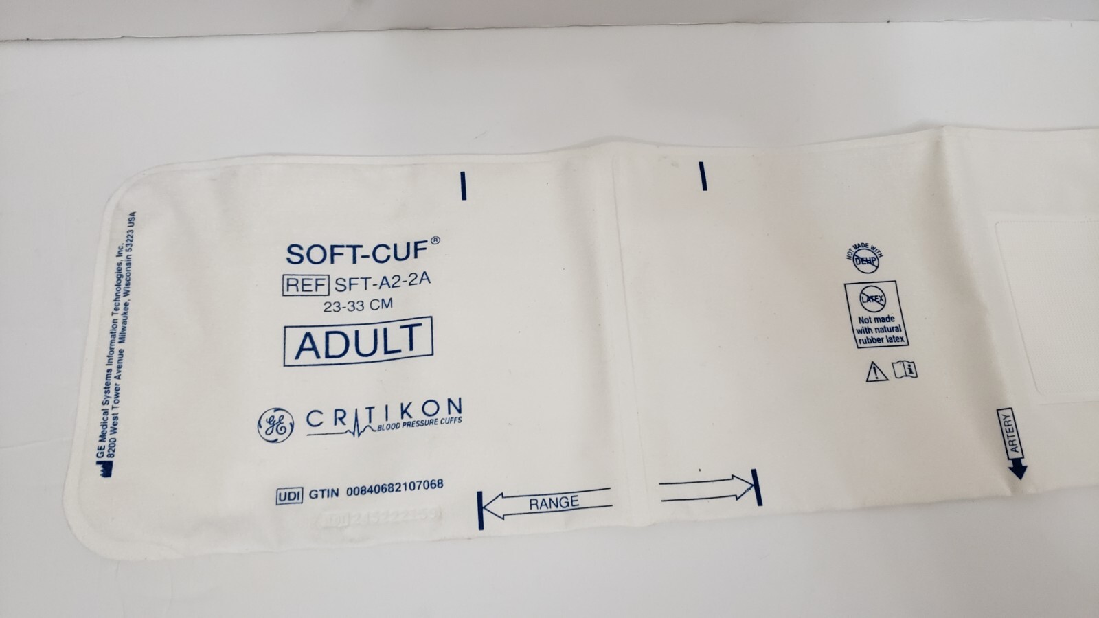 GE Critikon Soft-Cuf Adult Blood Pressure Cuff 2 Tube SFT-A2-2A - Photo 1