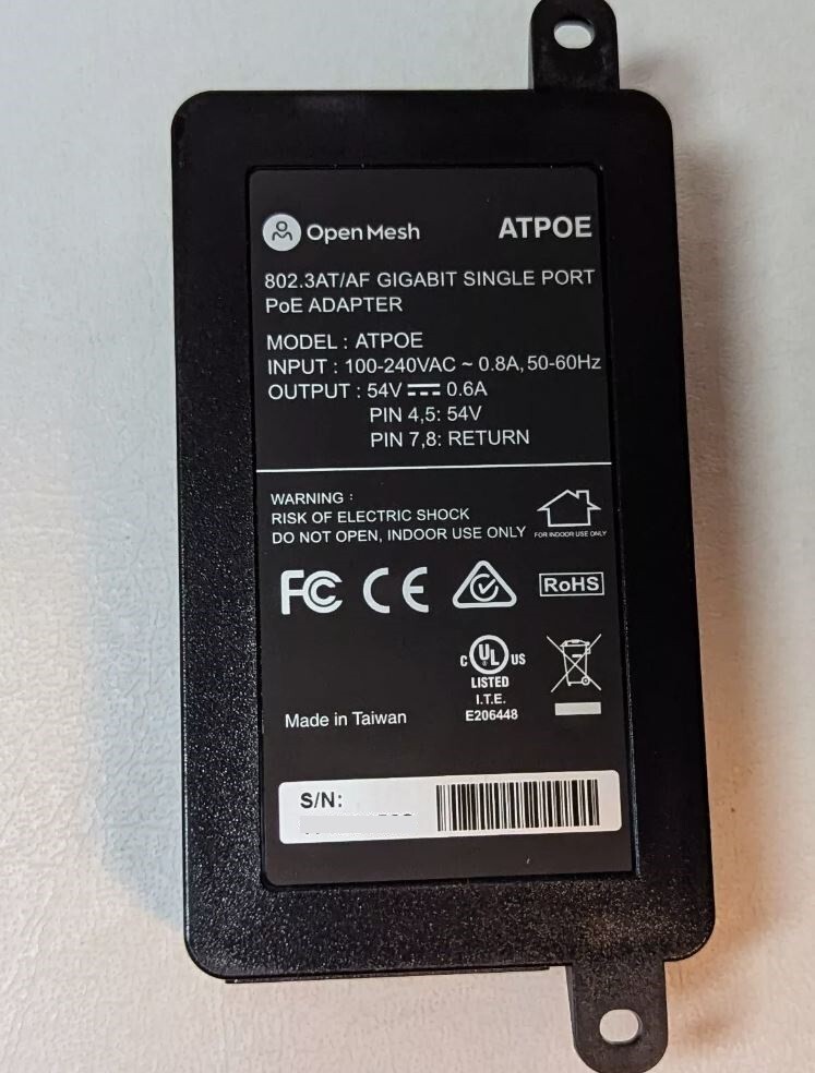 Open Mesh ATPOE 802.3AF atpoE Injector with US Cord - Photo 1