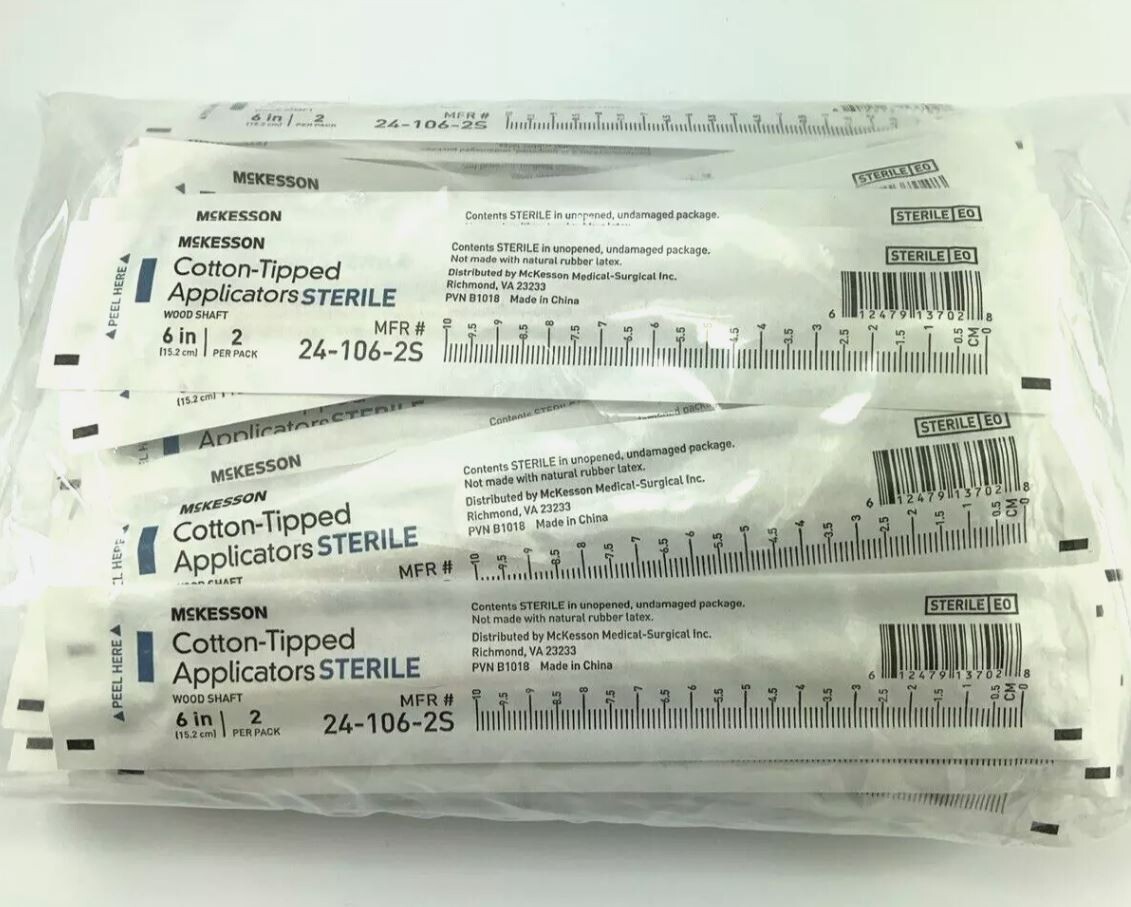 McKesson Sterile Cotton Tipped Applicator 24-106-2S 2 Per Pack Bag of 50 Packs - Photo 1