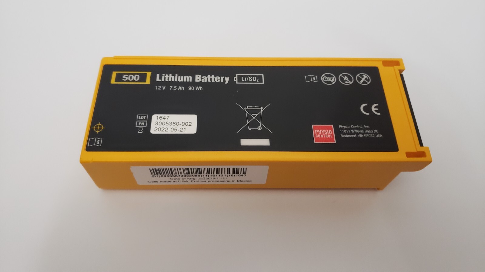PHYSIO-CONTROL 500 Lithium Battery 3005380-902 Manufactured 2016 Unit 1 - Photo 1