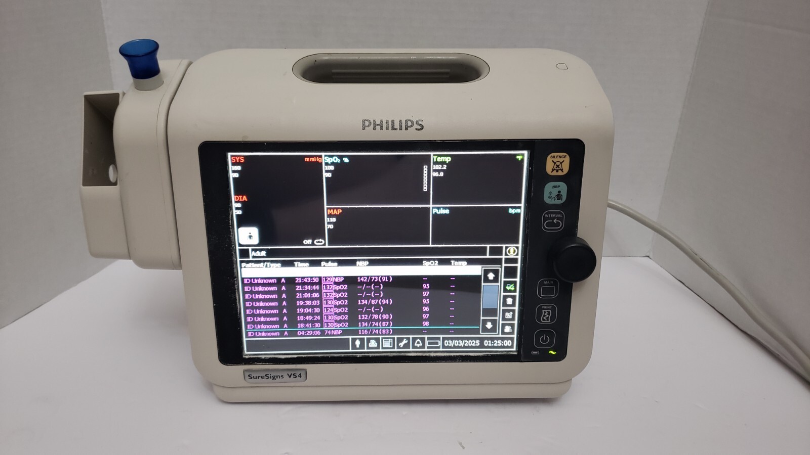 Philips SureSigns VS4 Vital Signs 863283 w Power Cord & Thermometer House Unit 6 - Photo 1