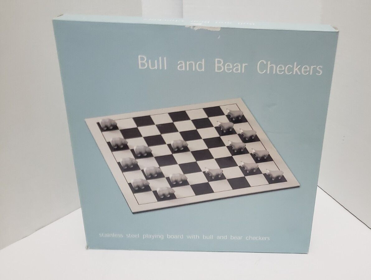 Wall Street Redenvelope Stainless Steel Bull Bear Checkers Game Stock Market - Photo 1