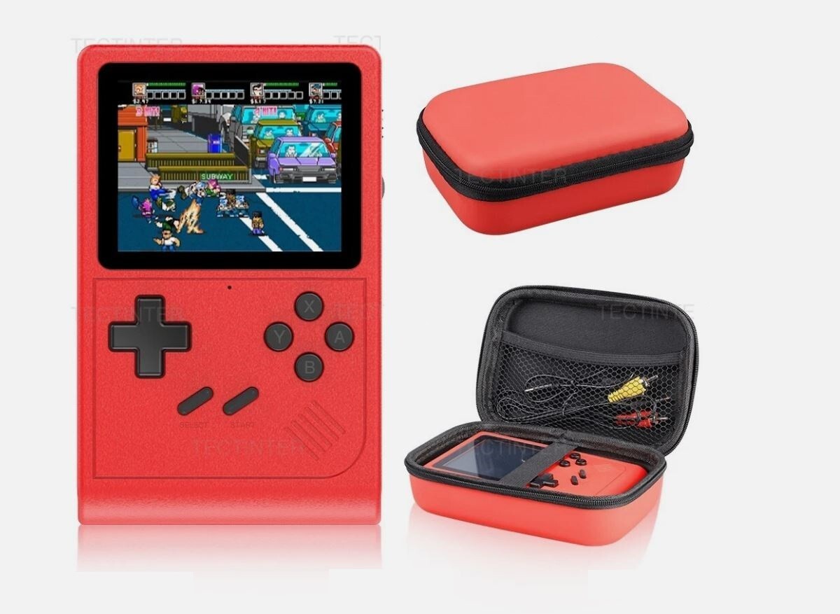 Portable Handheld Game Console Built-In 400 Games Kids & Adults Gift Red - Photo 1