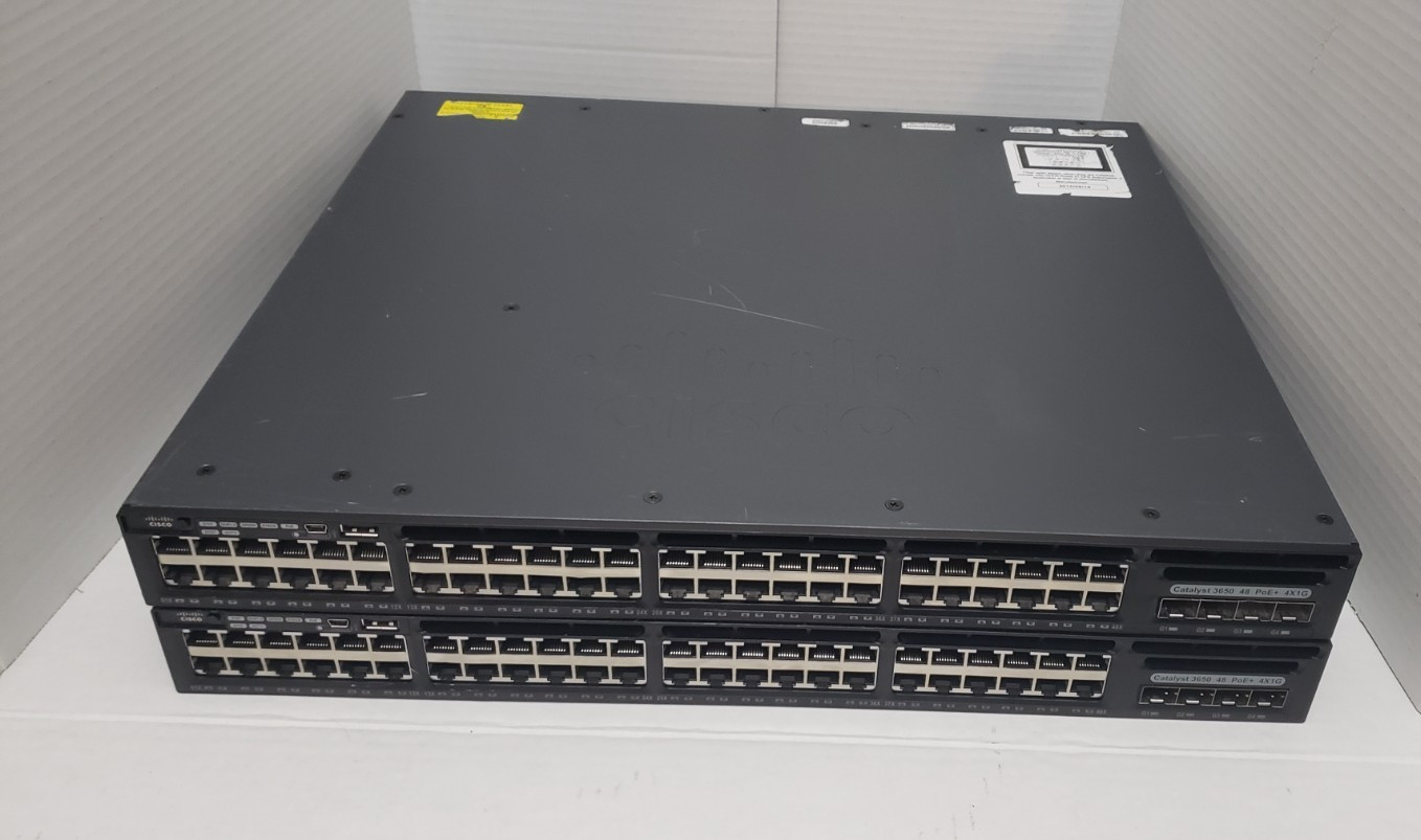 Cisco 3650 48x Ethernet PoE+ 4x1G Dual Power Supplies Set of 2 - Photo 1