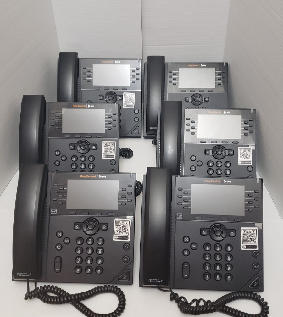 Poly VVX 450 POE IP Desk Corded Phone Wall Mountable Black LOT OF 6 VVX450 - Photo 1