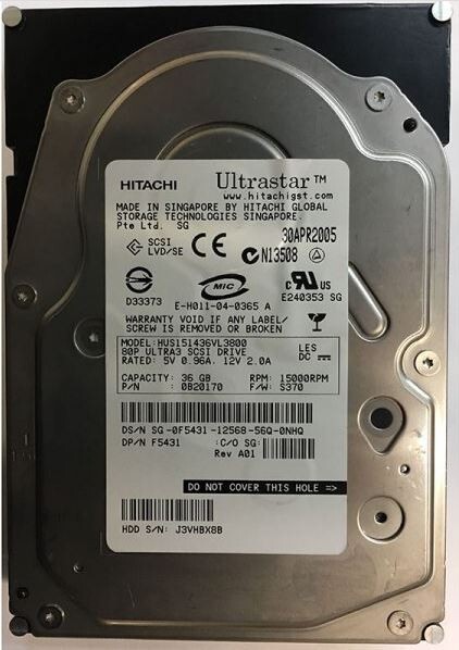 Dell 0B20922 Hitachi HUS151436VL3800 36GB 15K Ultra3 SCSI SCA Hard Disk Drive - Photo 1
