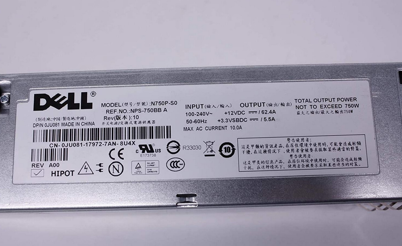 Dell Power Supplies N750P-S0 750W 0JU081 for Dell PowerEdge 2950 Server Lot of 2 - Photo 1