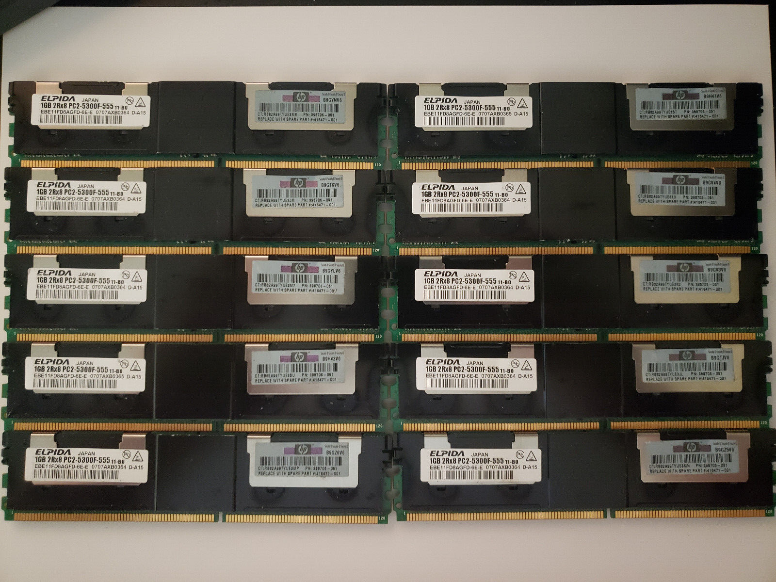 HP EBE11FD8AGFD-6E-E 398706-051 2Rx8 PC2 Server Memory 10GB 10X1GB - Photo 1