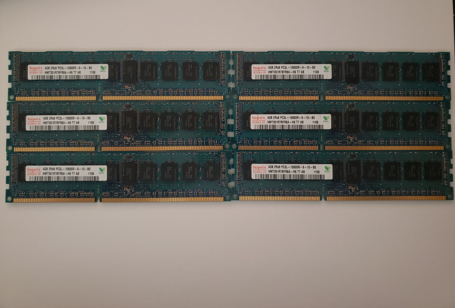 HMT351R7BFR8A-H9 HYNIX 4GB 2RX8 PC3L-10600R ECC MEMORY Lot of 6 - Photo 1