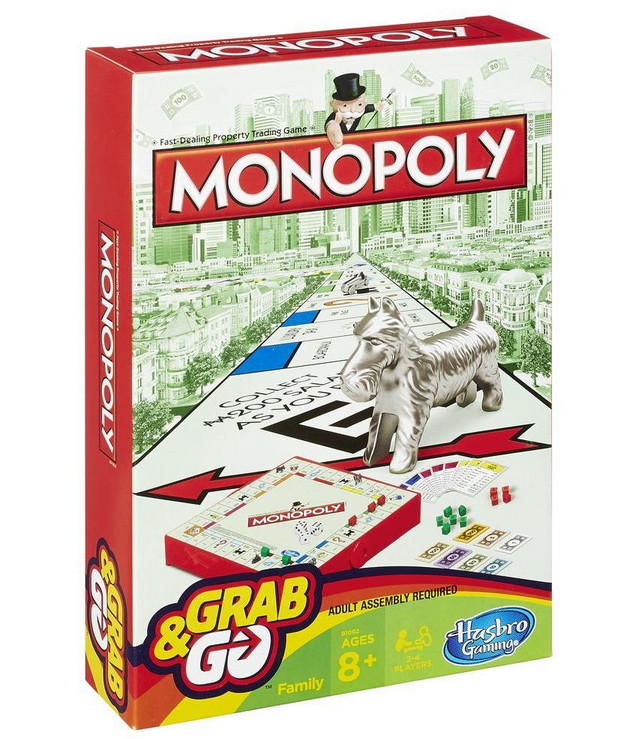 Hasbro Monopoly Grab and Go Travel Size Family Board Game - Photo 1