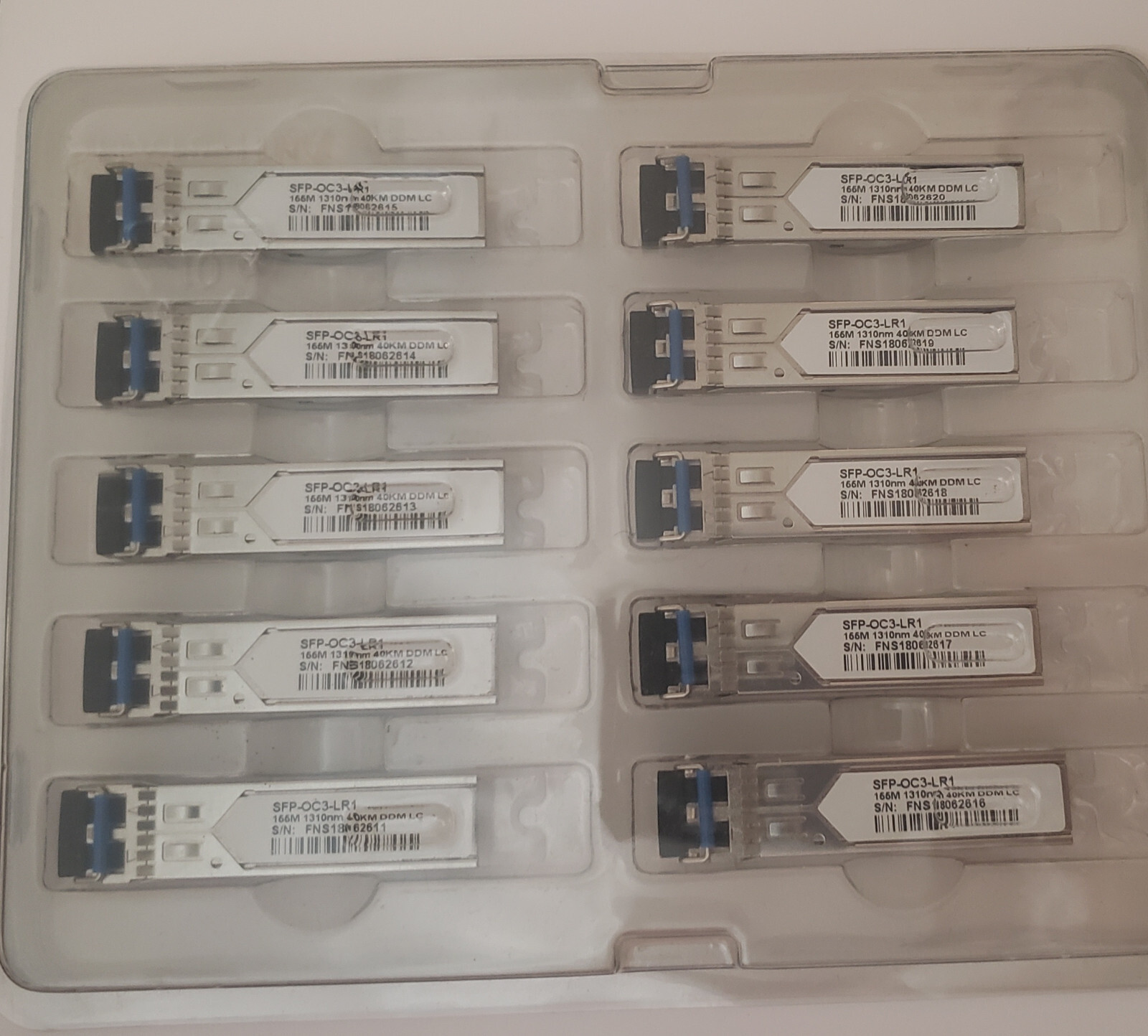 SFP-OC3-LR1 Cisco Compatible 155M 1310NM 40KM DDM LC Lot of 10 - Photo 1