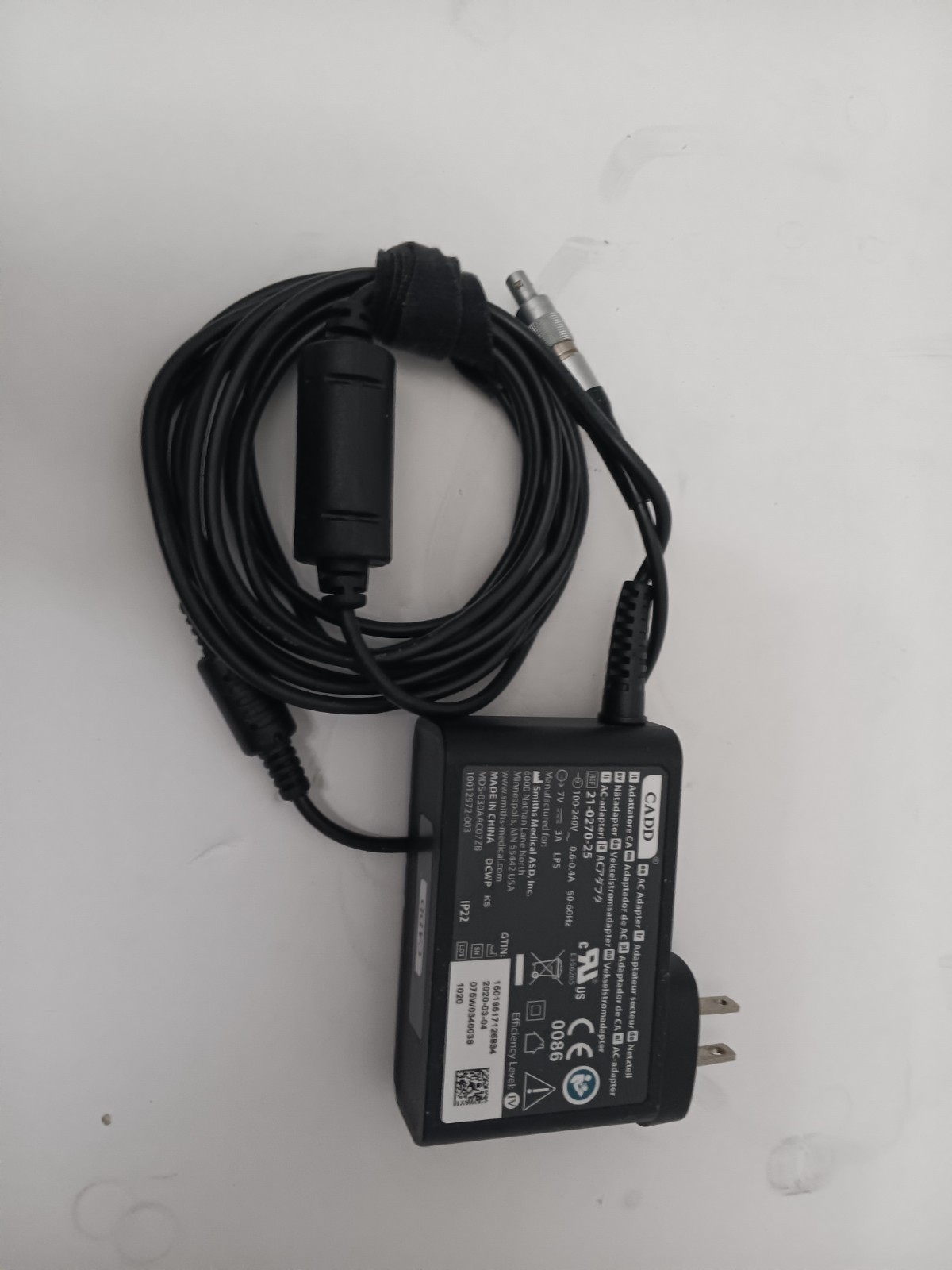 Smiths Medical 21-0270-25 CADD-Solis™ AC Adapter 7V 3A - Photo 1