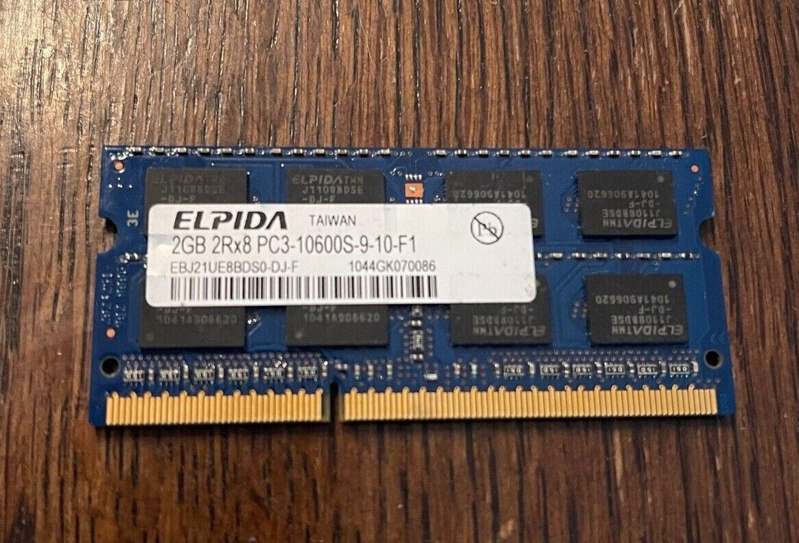 Elpida 2GB 2Rx8 PC3-10600S-9-10-F1 RAM SODIMM - Photo 1