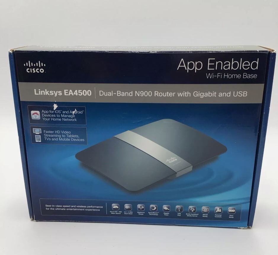 Cisco LINKSYS EA4500 Wi-Fi Home Base Dual-Band N900 Router Gigabit & USB - Photo 1