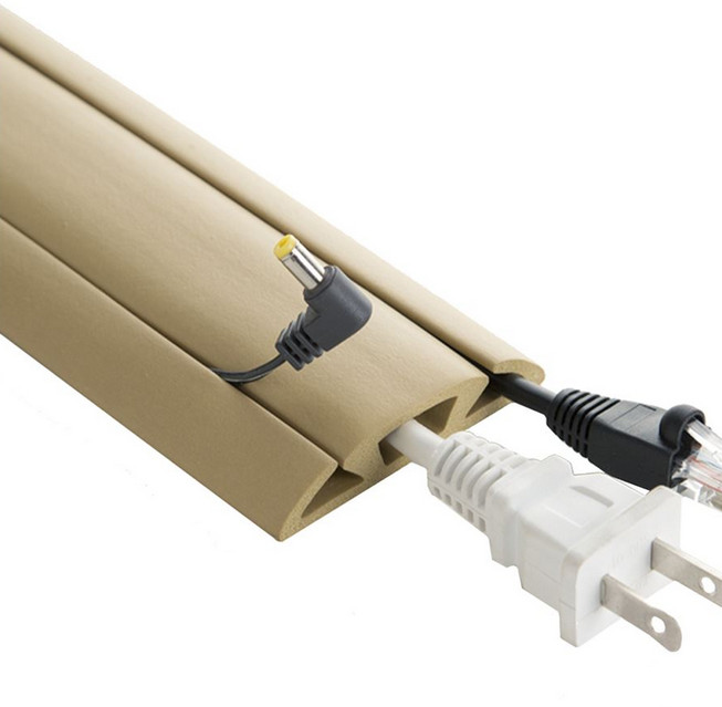 UT Wire 3-Channel Cord Protector & Concealer for Floor - 5FT - Beige - Photo 1