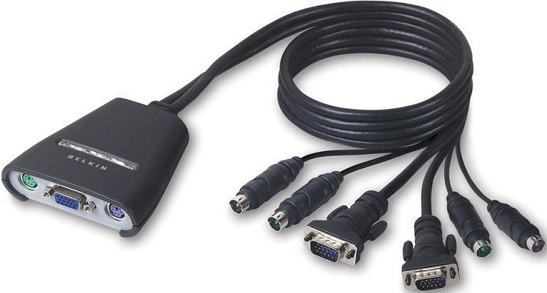 Belkin F1DK102PV 2-Port KVM Switch With Built-In Cabling PS/2 - Photo 1