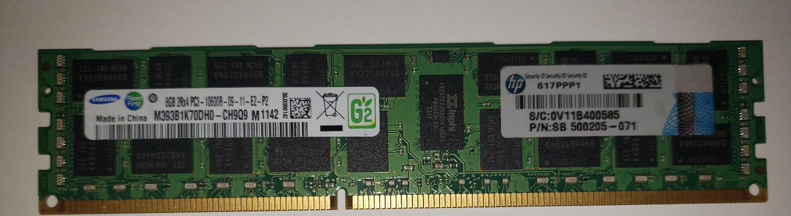 SAMSUNG M393B1K70DH0-CH9Q9 8GB 2Rx4 PC3-10600R-09-11-E2-P2 Server Memory RAM - Photo 1