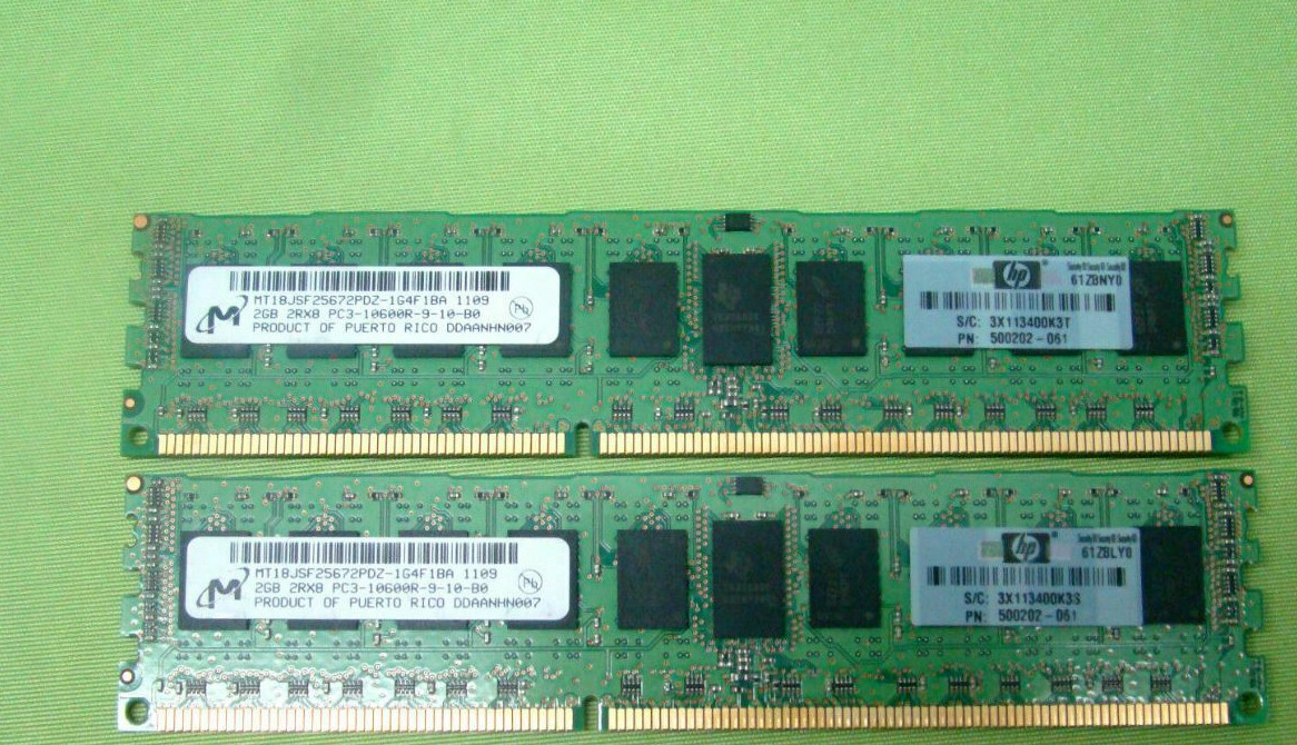 Micron 4gb 2x2gb Mt18jsf25672pdz-0.0353oz4f1ba Ddr3 Ram ECC Server - Photo 1