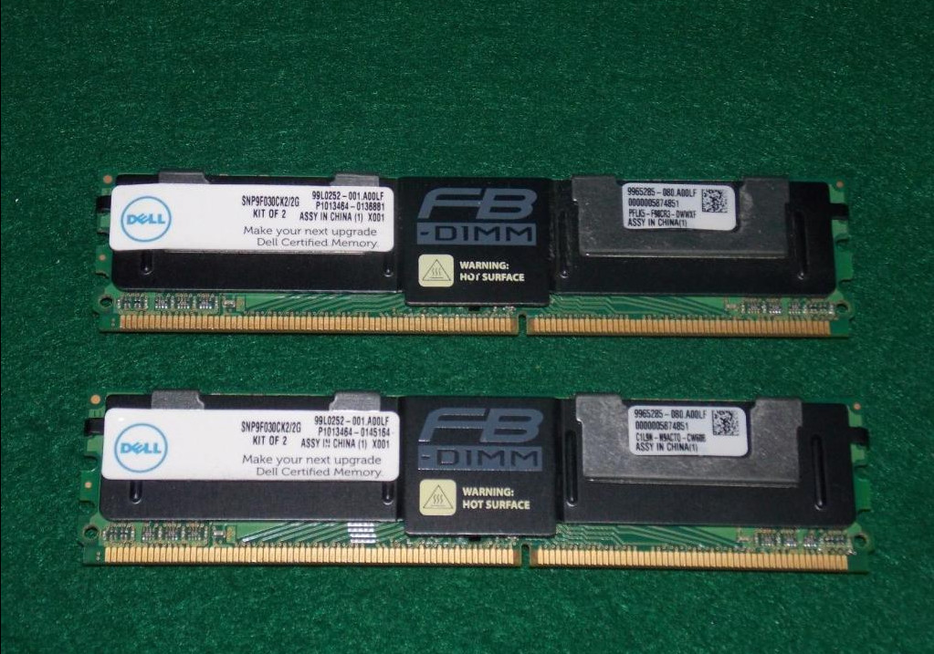 Dell SNP9F030CK2/2G Poweredge 2GB 667MHz PC2-5300 ECC DDR2 (2x 1GB) Memory Kit - Photo 1