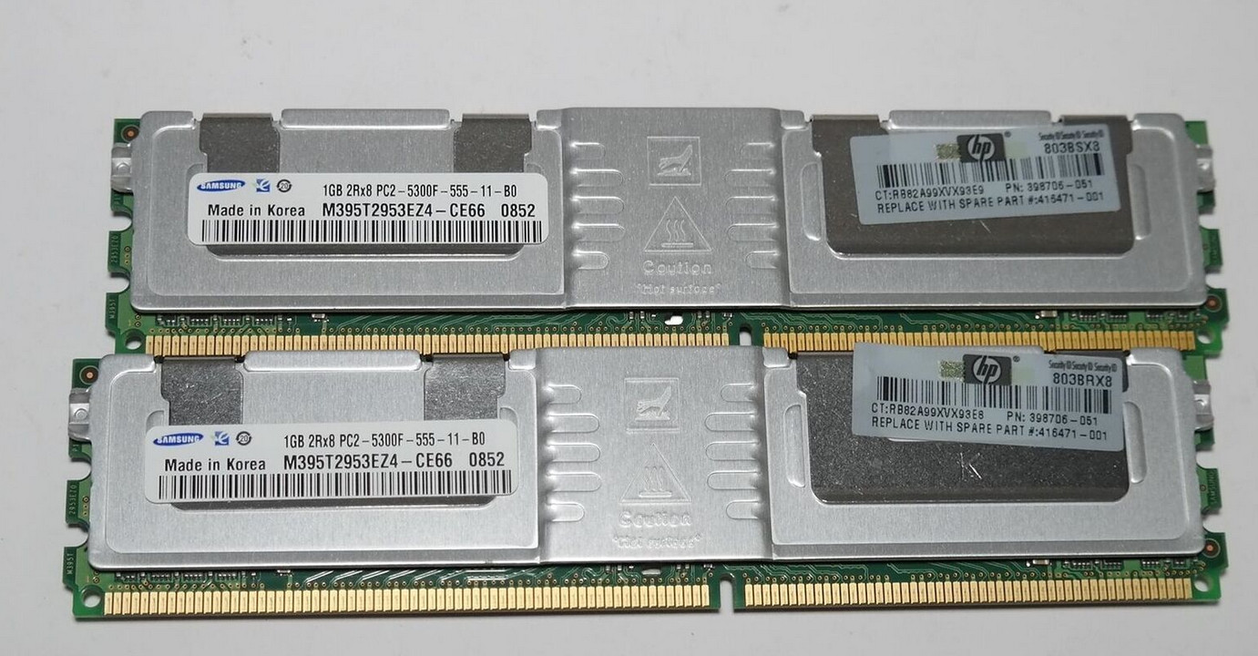 SAMSUNG M395T2953EZ4-CE66 1GB PC2-5300F DDR2 ECC MEMORY SERVER RAM STICKS LOT 2X - Photo 1