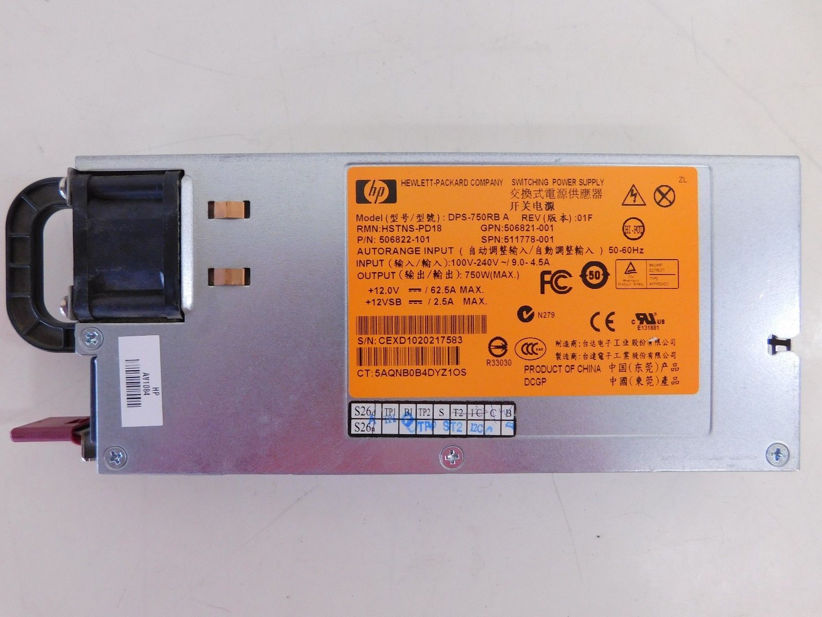 HP750W dl380p Power Supply DPS-750RB A HSTNS-PD18 511778-001 506822-101 - Photo 1