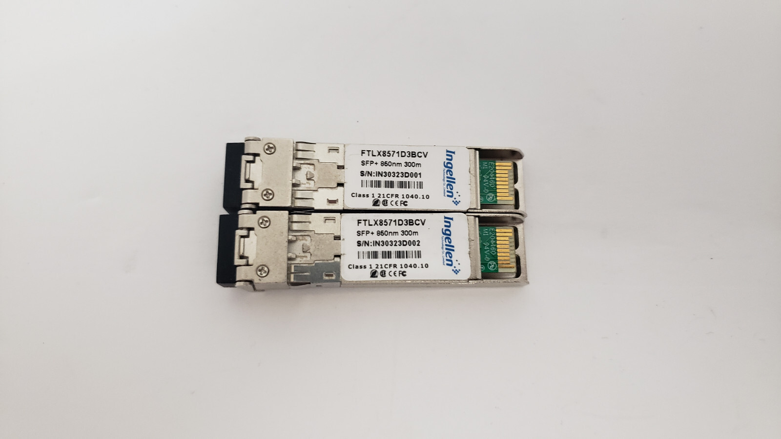 Ingellen FTLX8571D3BCV SFP+ 850nm 300m Class 1 Lot of 2 - Photo 1