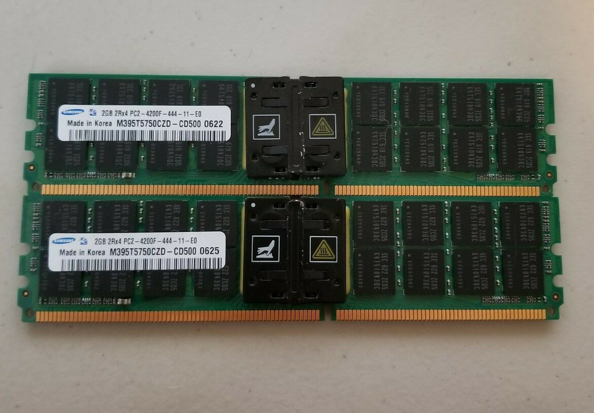 SAMSUNG 2GB PC2-4200F SERVER MEMORY M395t5750czd-cd50 Lot of 2 - Photo 1
