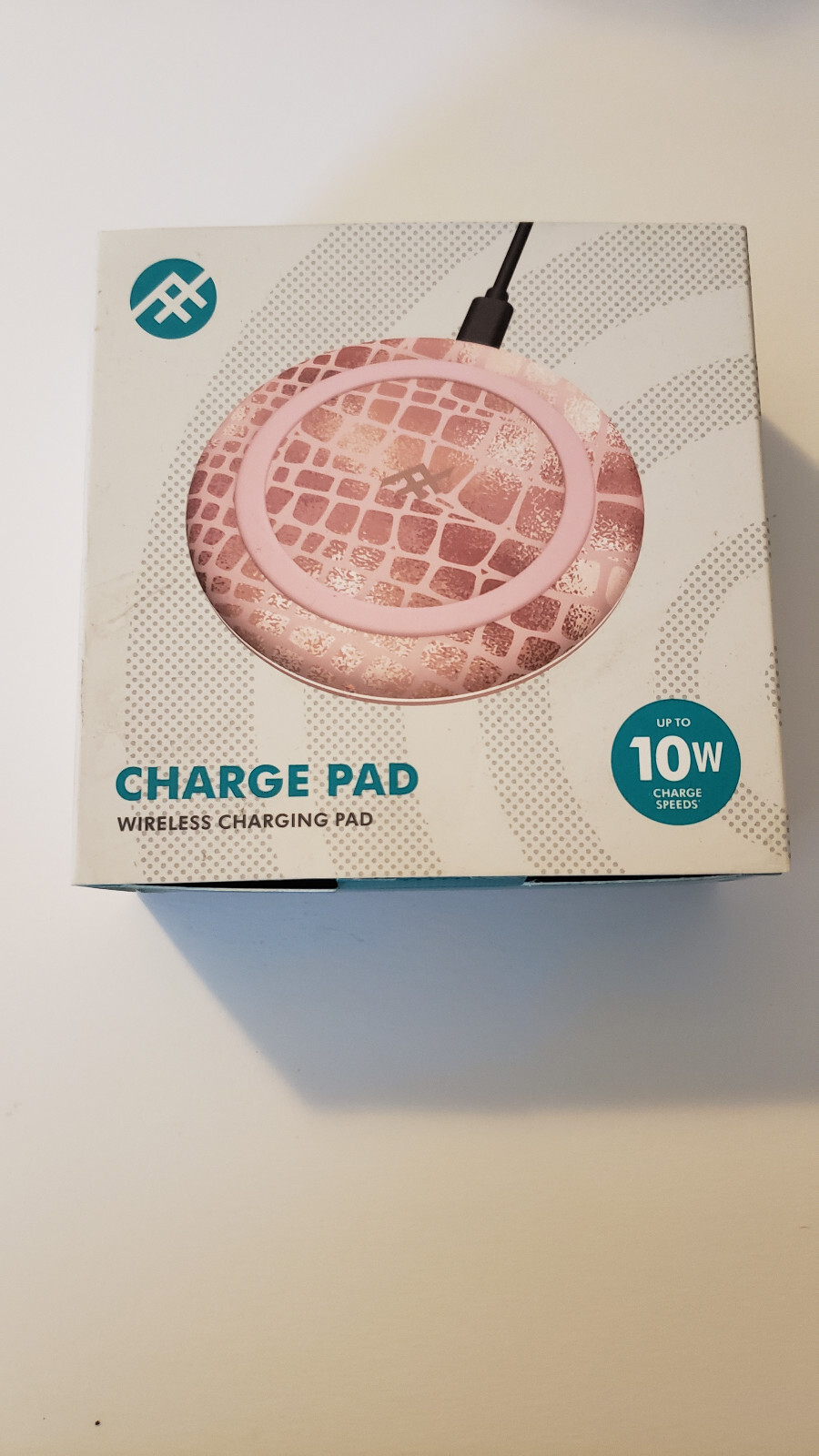 Wireless Charging Pad up to 10w Charge Speed Pink Snake Skin Print - Photo 1