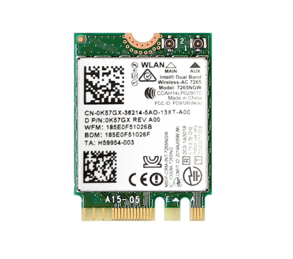Dell K5G7X Intel Dual Wireless AC 7265 WiFi Bluetooth Card - Photo 1