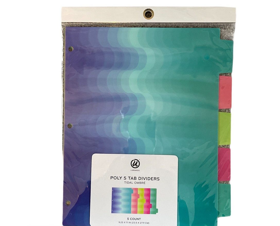 U-Brands Poly Tab Dividers Tidal Ombre Print 5ct - Photo 1
