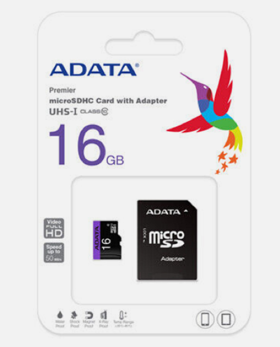 ADATA 16GB microSDHC Class 10 Memory Card with Adaptor - Photo 1