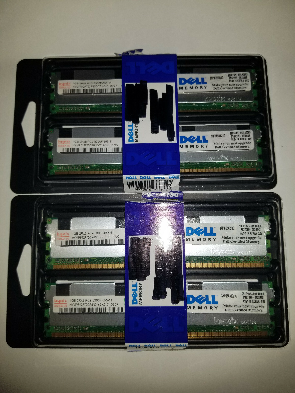 Hynix HYMP512F72CP8N3-Y5 1GB 2Rx8 PC2-5300F-555-11 AC for Dell Server Lot of 4 - Photo 1