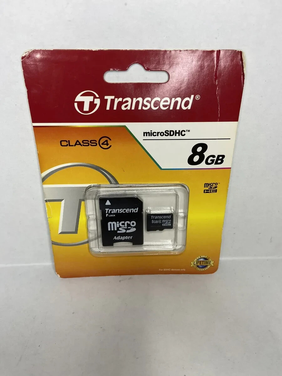 Transcend 8GB Class 4 MicroSDHC Memory Card & SD Adapter - Photo 1