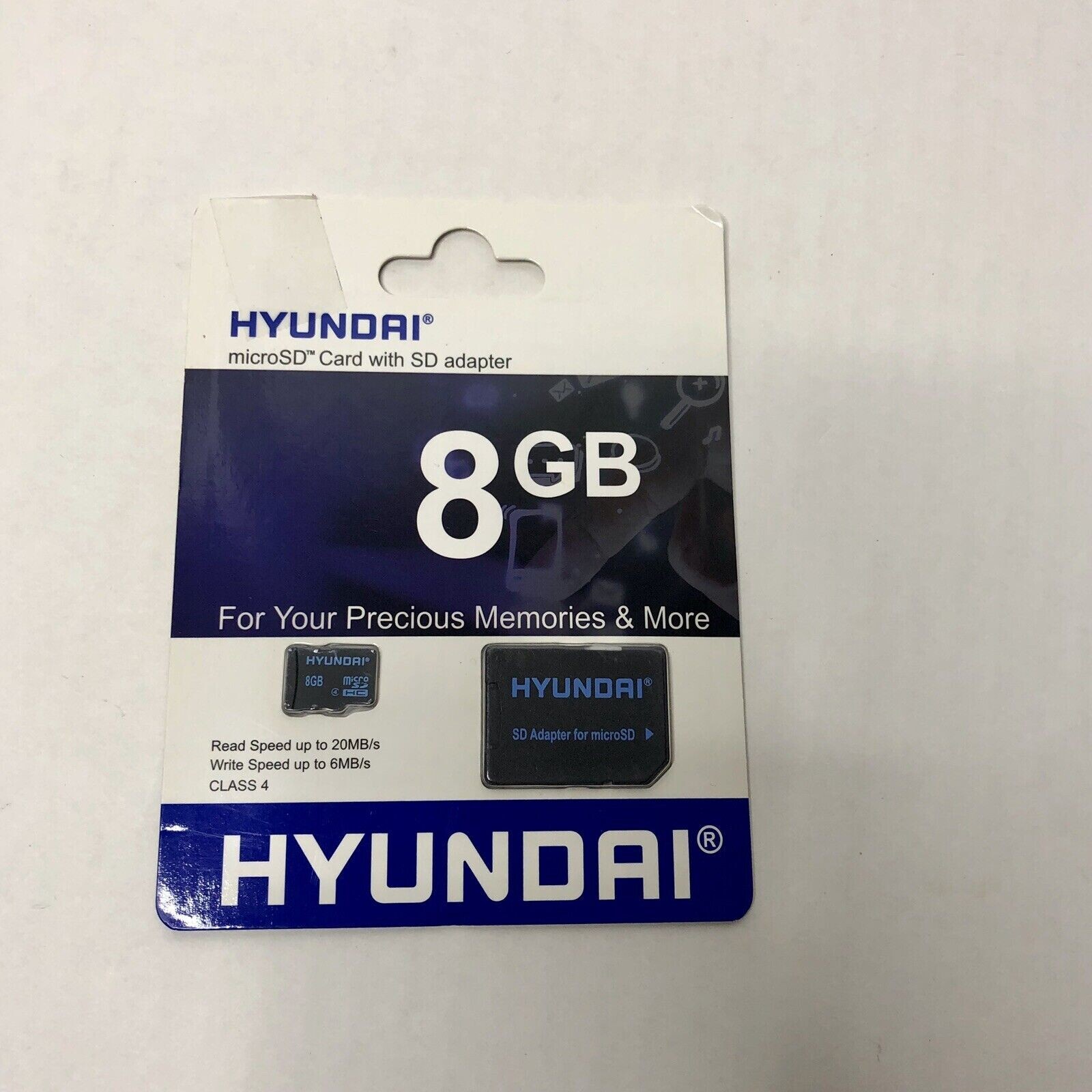 Hyundai 8GB Flash Class 4 Micro SD Memory with Adapter 20MB/S Read Speed - Photo 1