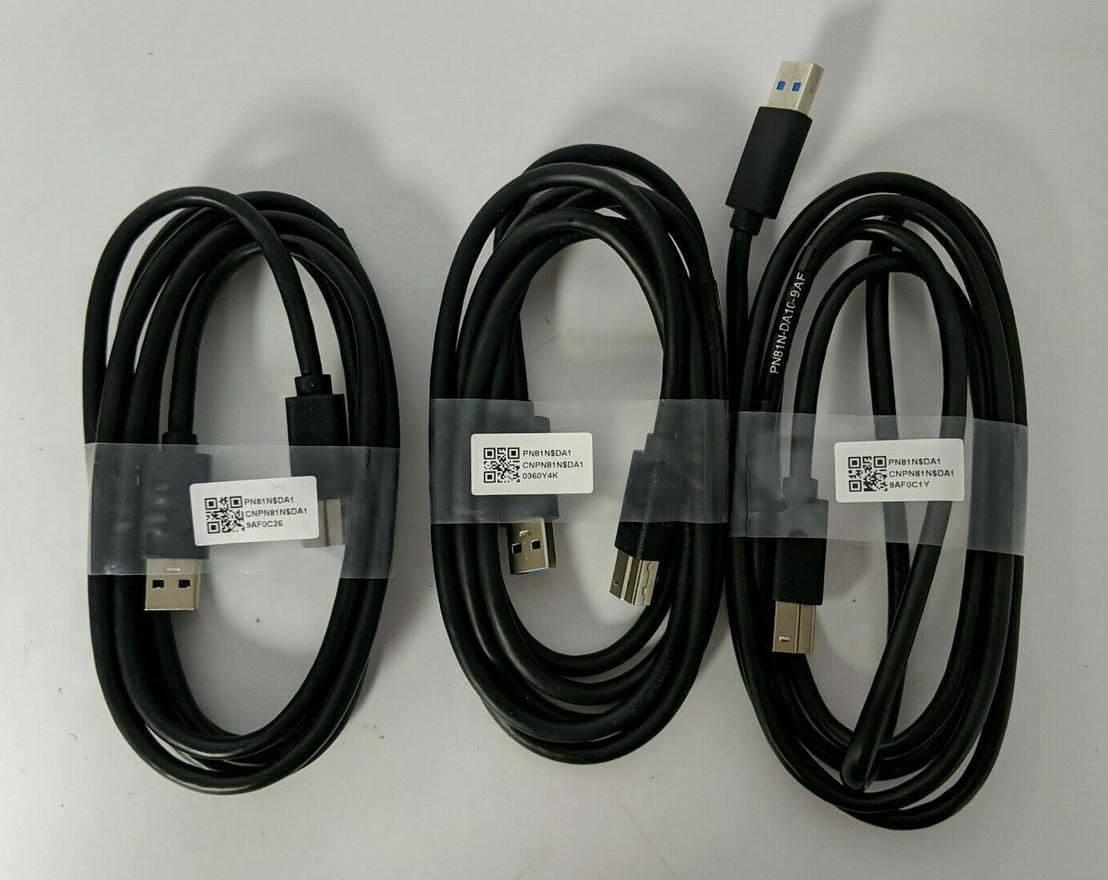Dell PN81N 6ft USB 3.0 SuperSpeed Type A to Type B Male Cable LOT of 3 - Photo 1