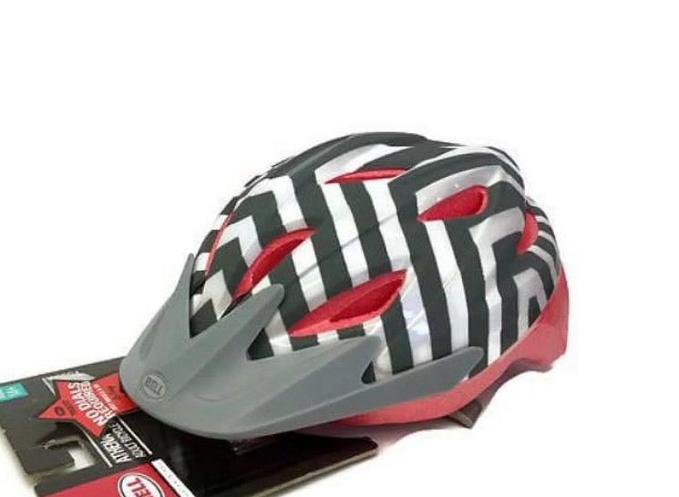 Bell Athena Adult Bike Helmet Silver Chevron Coral 16 Vents Visor True Fit 14+ - Photo 1