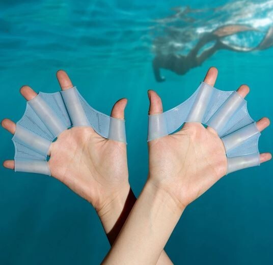 Swim Fins Hand Web Flippers Webbed Gloves for Women Men Kids Swimming - Photo 1