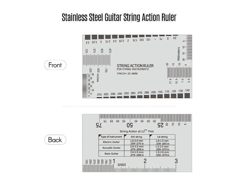 Guitar String Ruler Stainless Steel String Action Ruler Gauge Tool - Photo 1