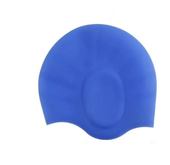 Silicone Swimming Pool Cap Ear Protect Bathing Hats Blue - Photo 1