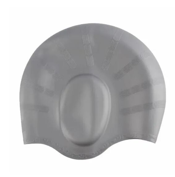 Silicone Swimming Pool Cap Ear Protect Bathing Hats Gray - Photo 1