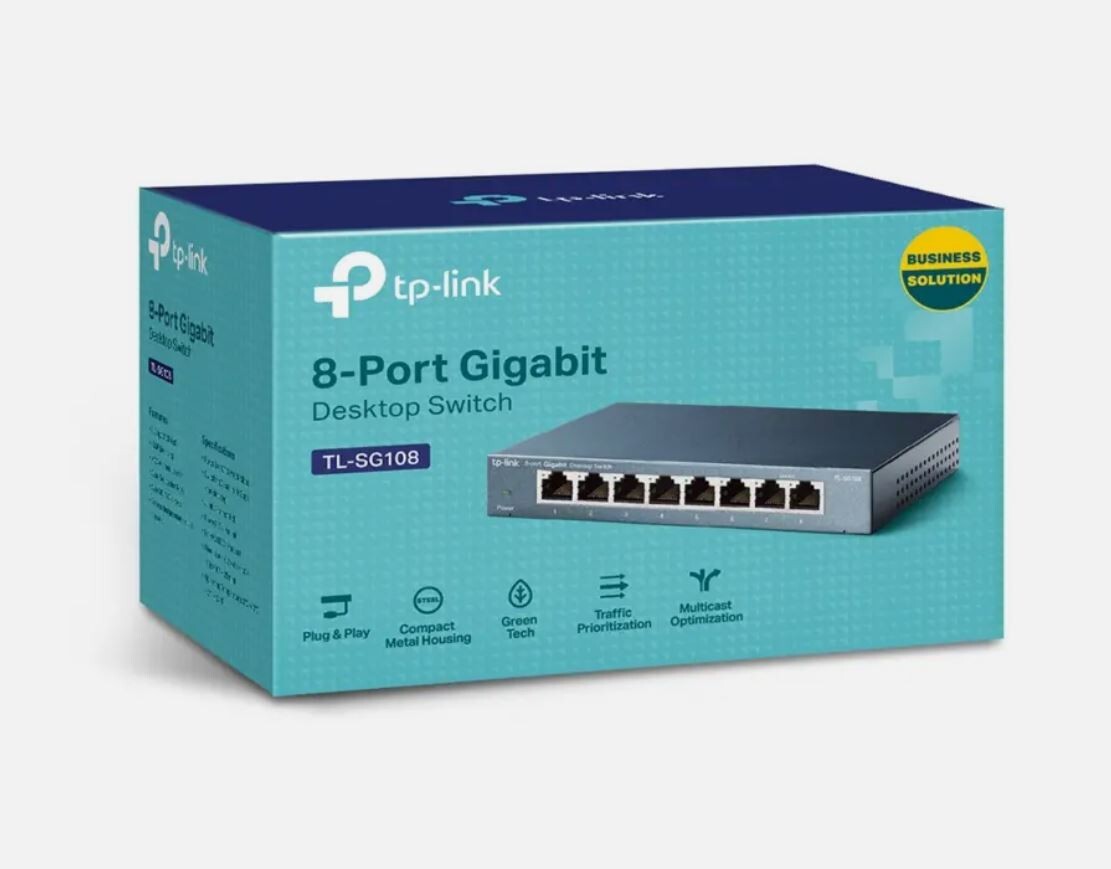 TP-Link TL-SG108 8-Port 10/100/1000 Mbps Gigabit Ethernet Desktop Switch - Photo 1
