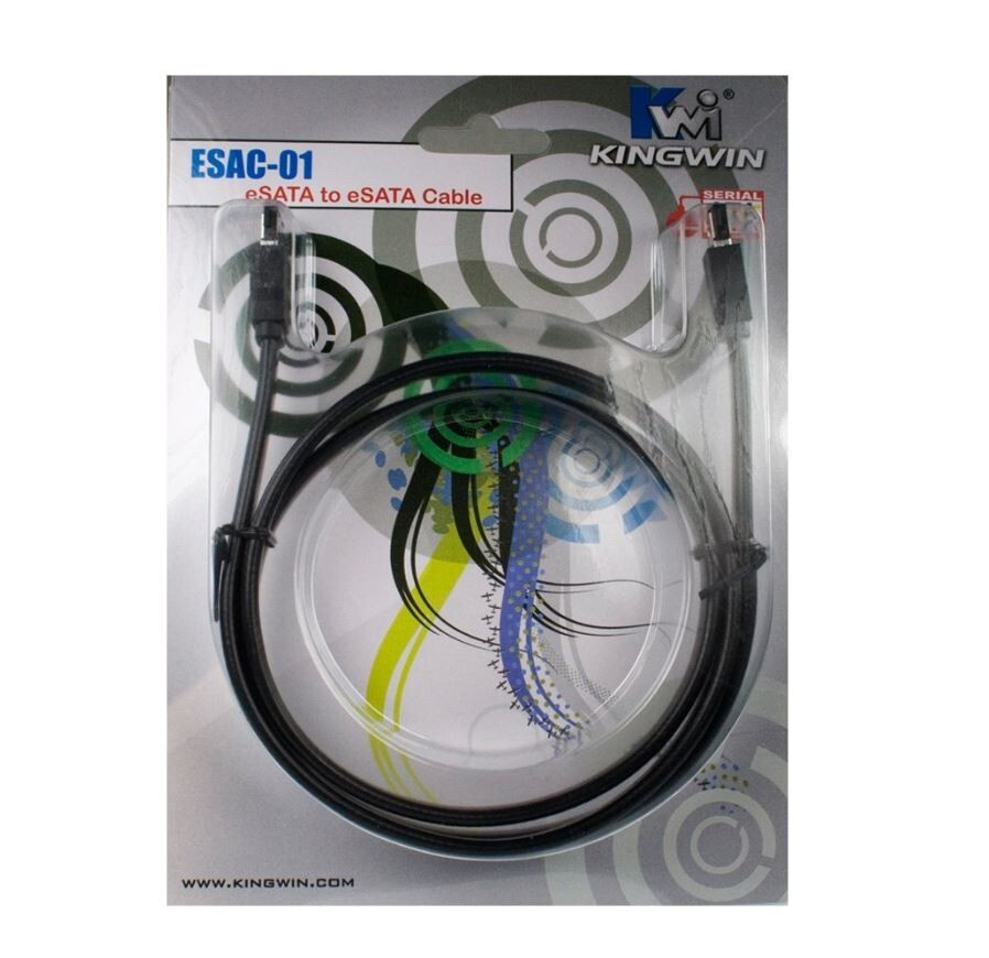 KINGWIN ESAC-01 3.3 ft. 1000 mm eSATA to eSATA Black Cable 26 AWG - Photo 1