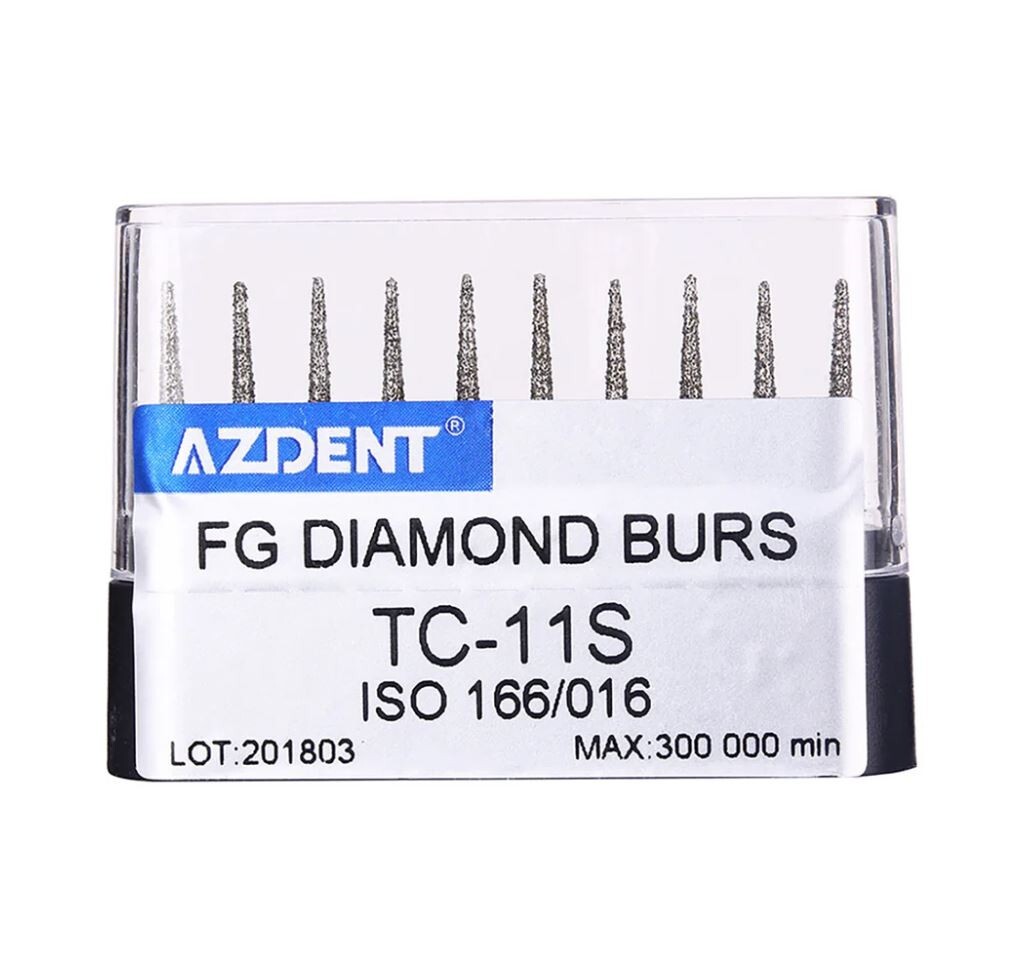 AZDENT TC-11S Dental Super Coarse Diamond Burs Drills FG For High Speed Use 10pc - Photo 1