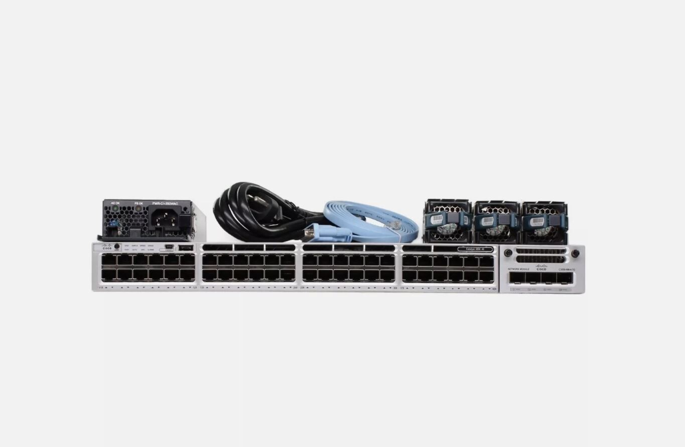 Cisco Catalyst WS-C3850-48P 1GbE Switch with C350-NM-2-10G Module 715 power supp - Photo 1