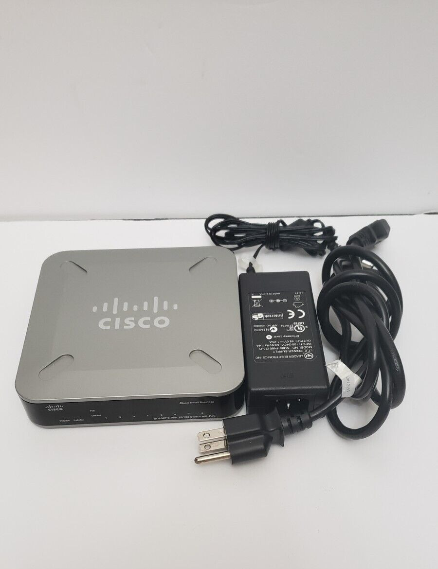 CISCO 8 Port 10/100 Switch PoE QoS with AC Adapter - Photo 1